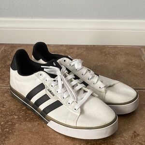 Adidas Men's White and Black Striped Sneakers